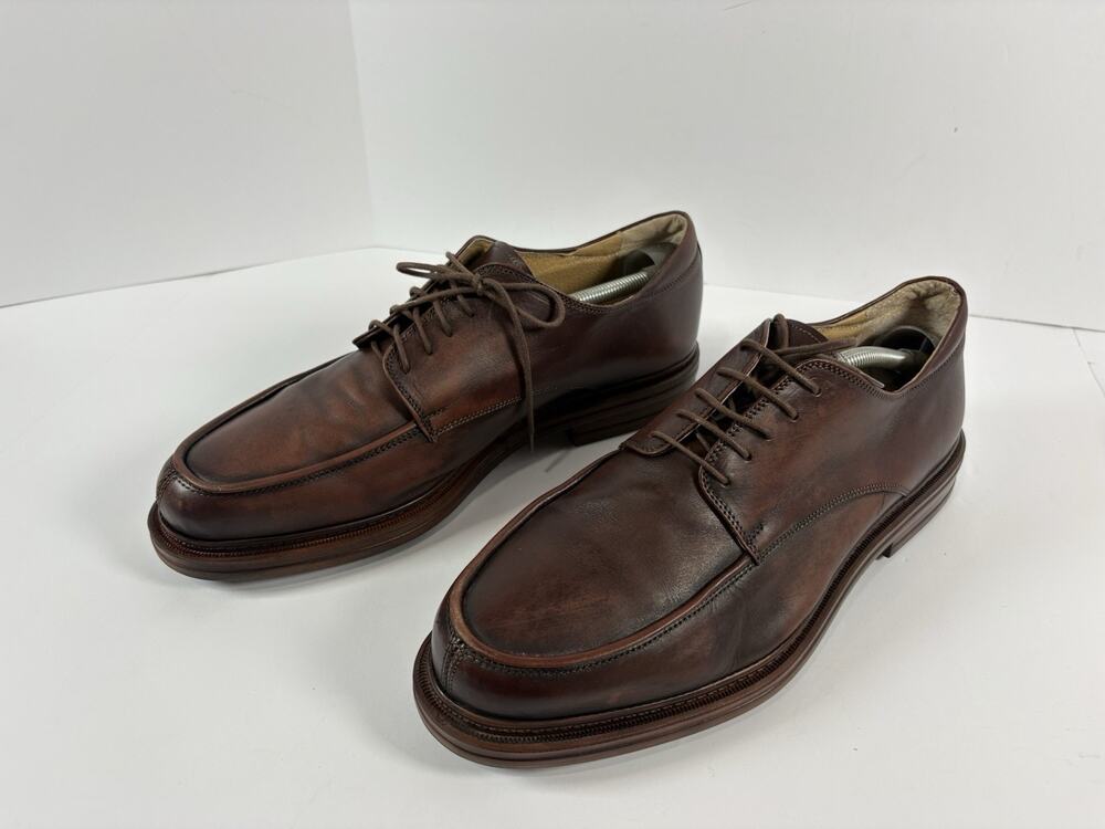 Cable & Co Mens 11.5 Brown Leather Apron Toe Derby Dress Shoes Made In Italy